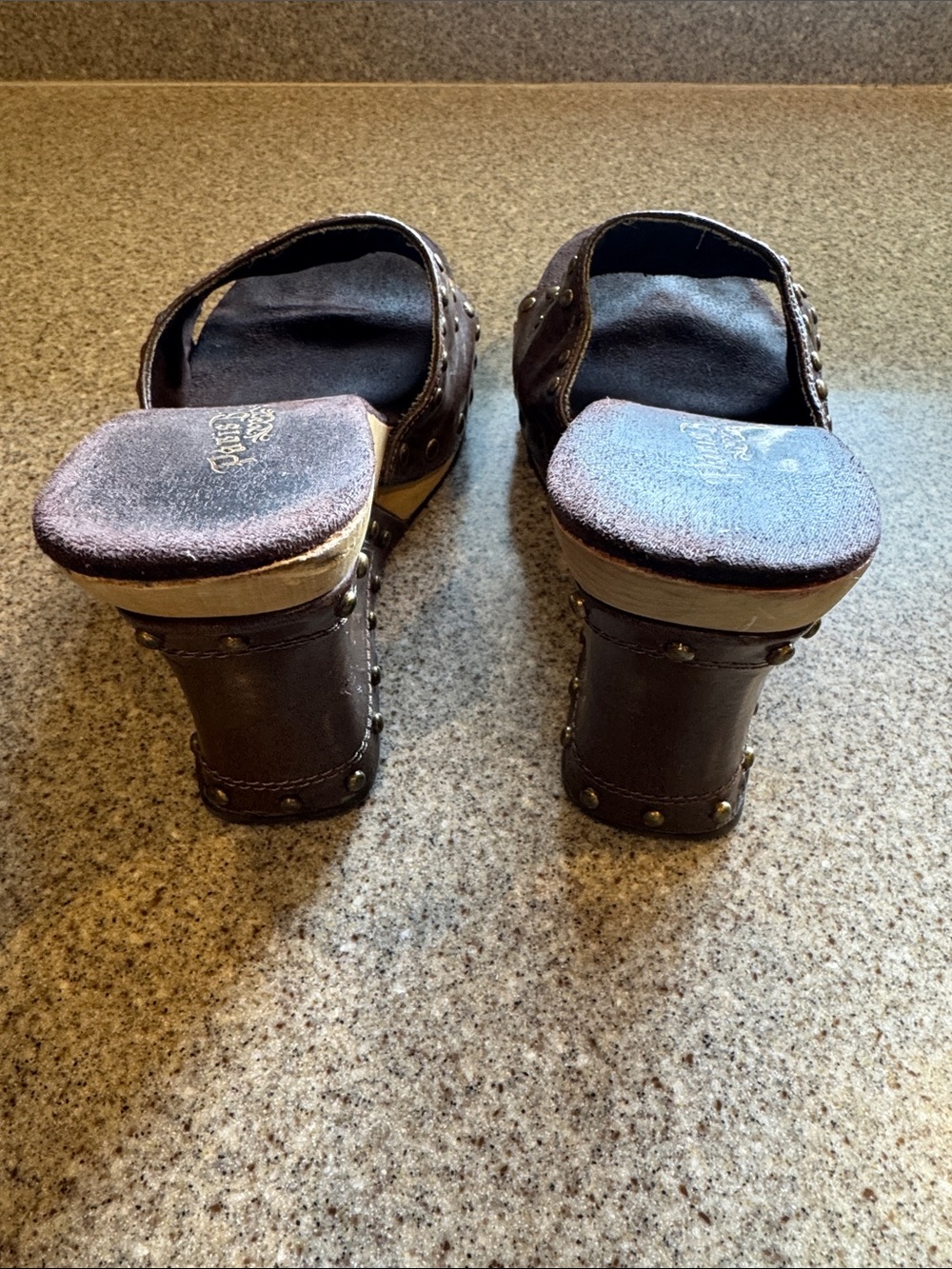 Paris Blues Brown Studded Slide Mules - Picture 4 of 5